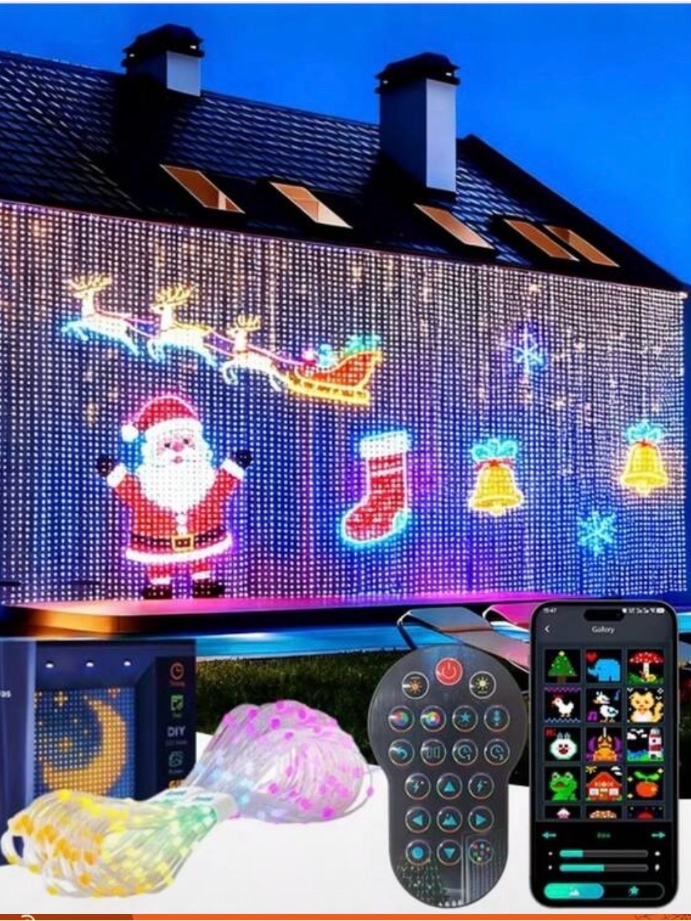 Outdoor Holiday LED Curtain Lights with Multicolor Display